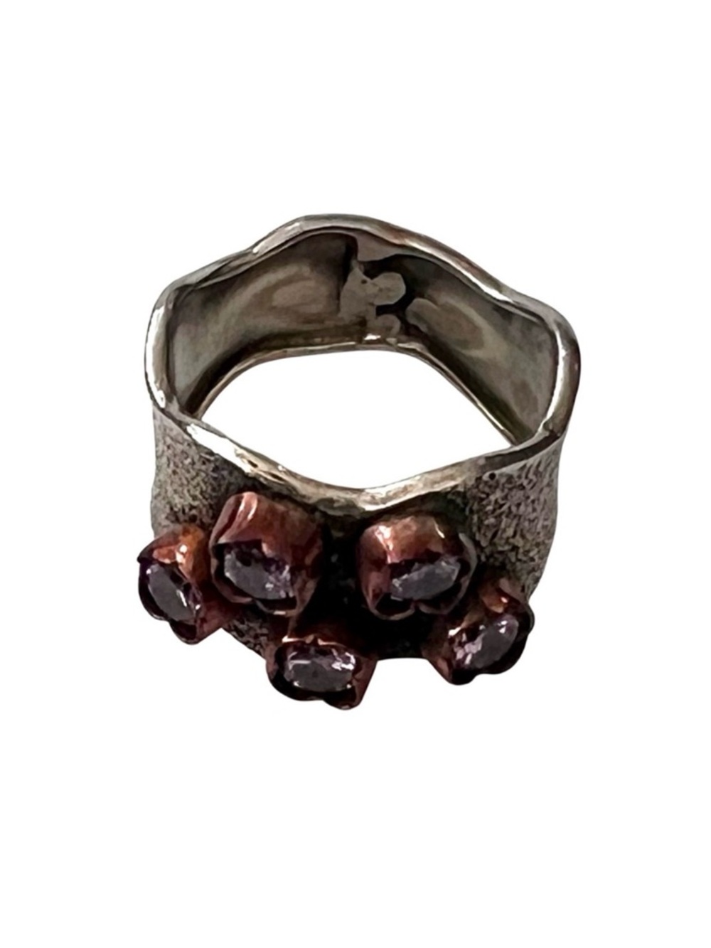 Handmade Vintage Sterling Silver and Copper Gemstone Ring